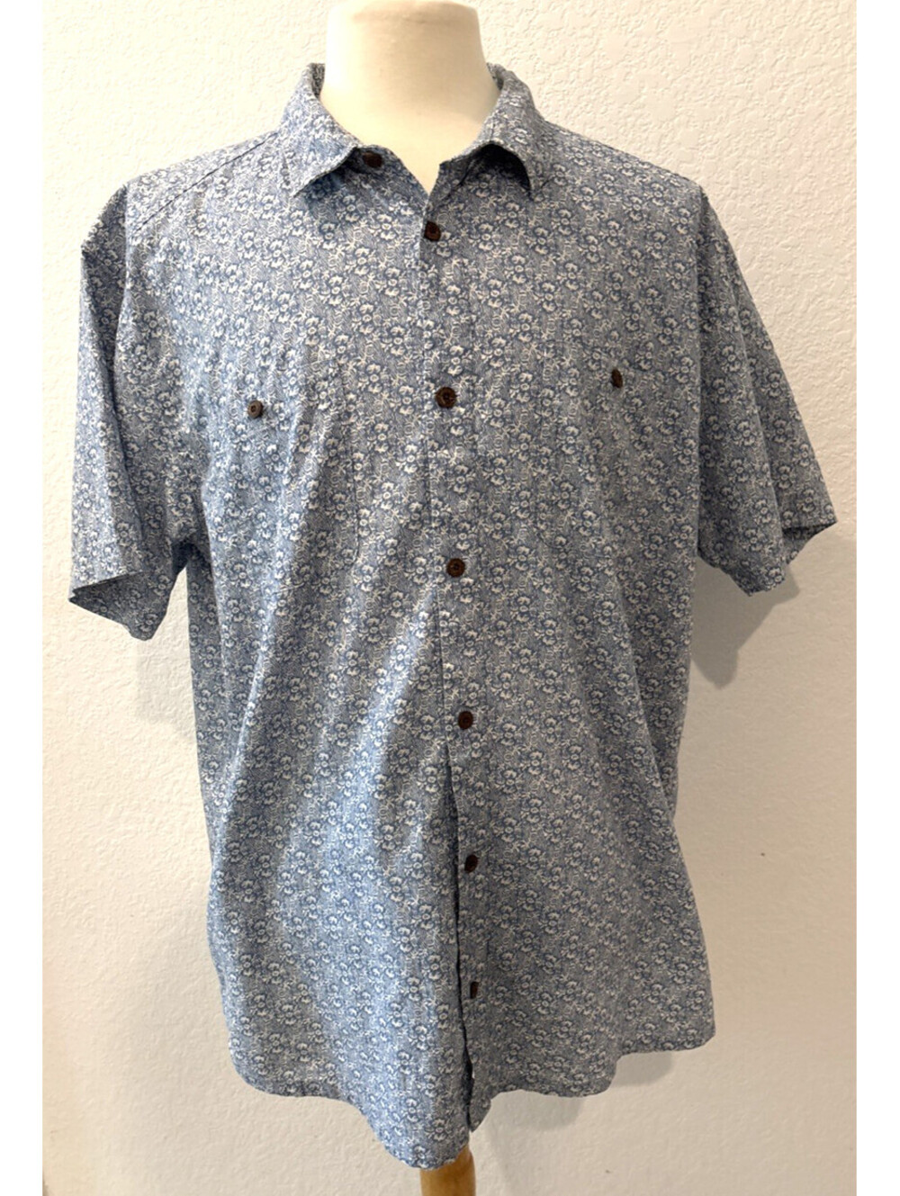 Patagonia Back Step Shirt Mens XXL Blue Floral Hemp